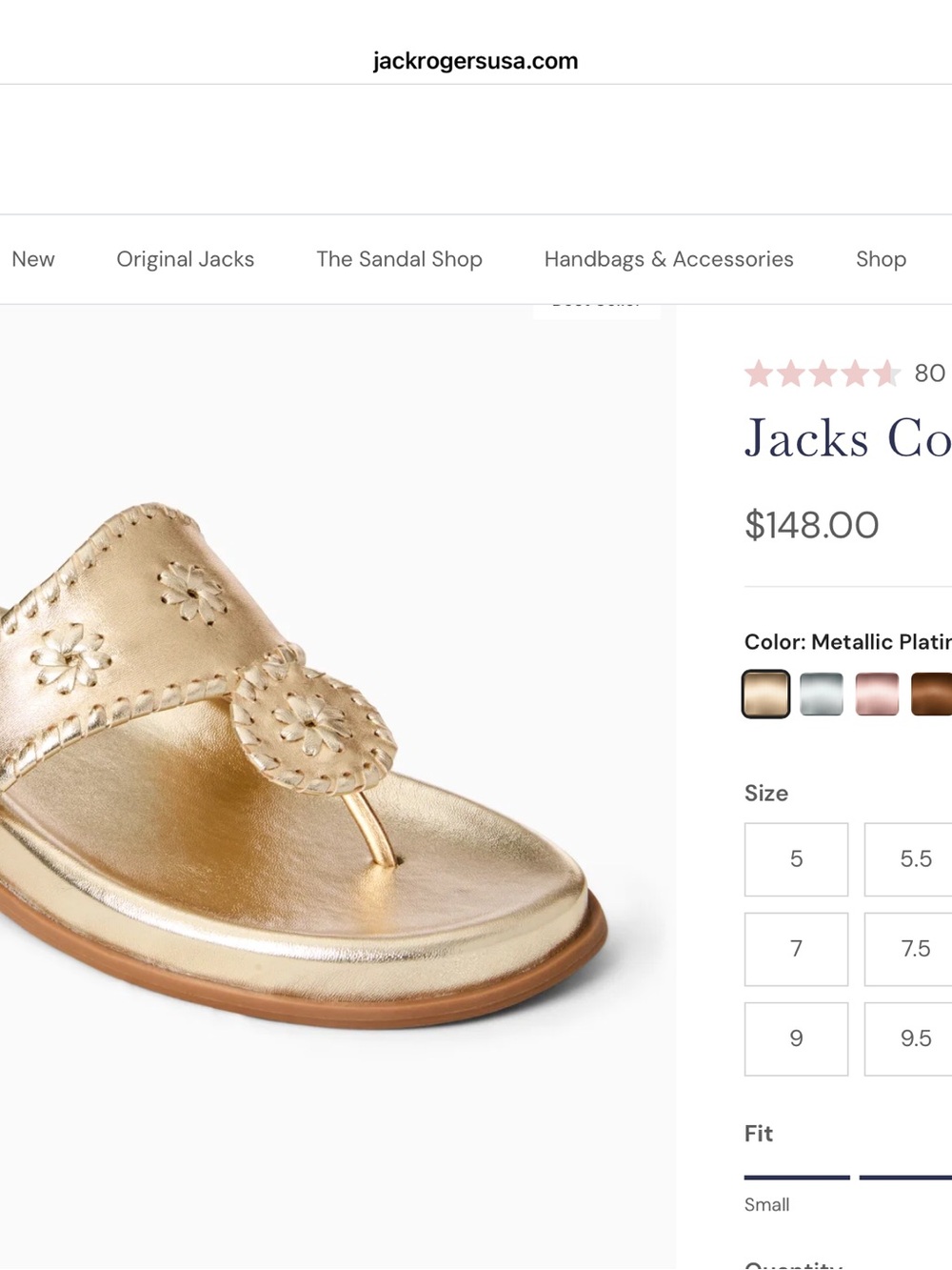 Jack Rogers “Comfort” Metallic Gold Leather Sandals